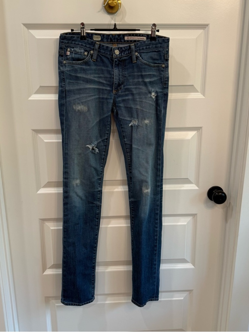 AG Adriano Goldschmied Premiere Skinny Straight Distressed Jeans